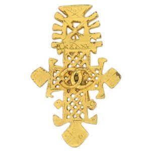 Chanel Cross Brooch Pin Gold 94P 165824